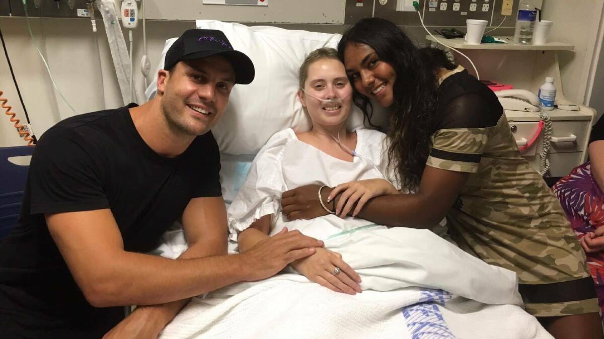 Short notice: Beau Ryan rushed to be at the bedside of Kia Lettice. Photo: Facebook / Mahalia Murphy