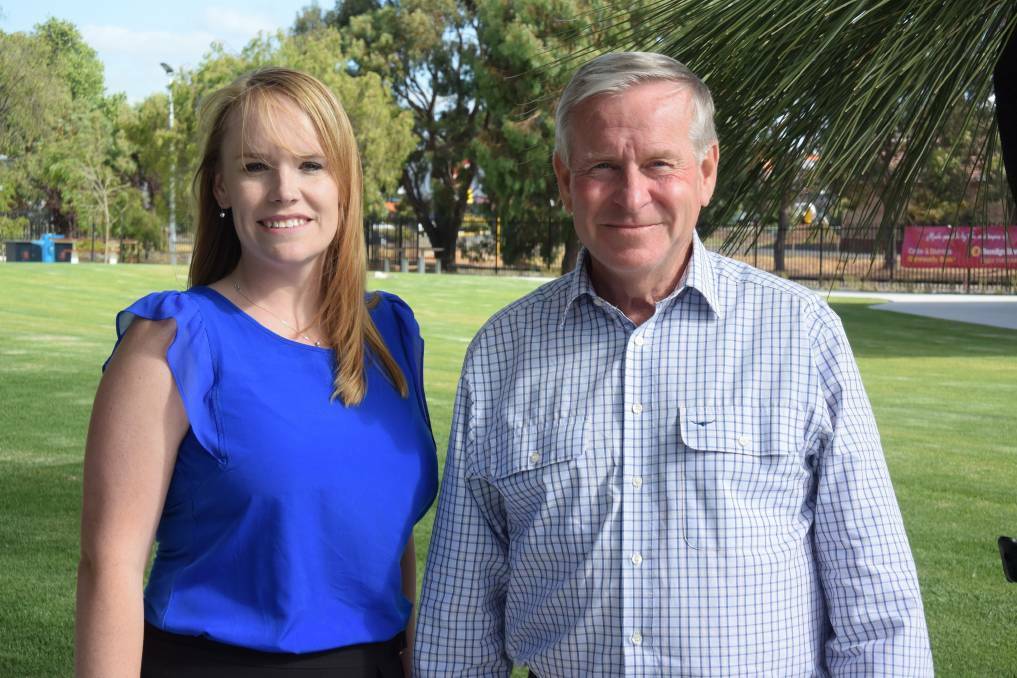Premier Colin Barnett in Collie campaigning with Liberal candidate Elysia Harverson.