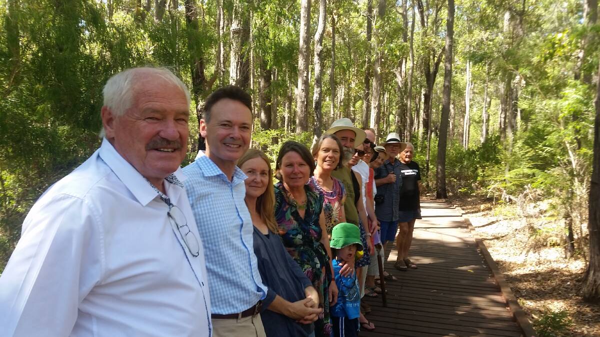 Collie-Preston MP Mick Murray, Shadow environment minister Chris Tallentire and locals visiting the beautiful Wellington National Park on Monday.