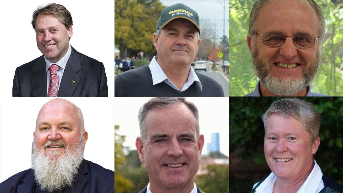 Federal seat of O'Connor candidates Rick Wilson, John Hassell, Trevor Young, Jon Ford, Stephen Carson and Giz Watson.