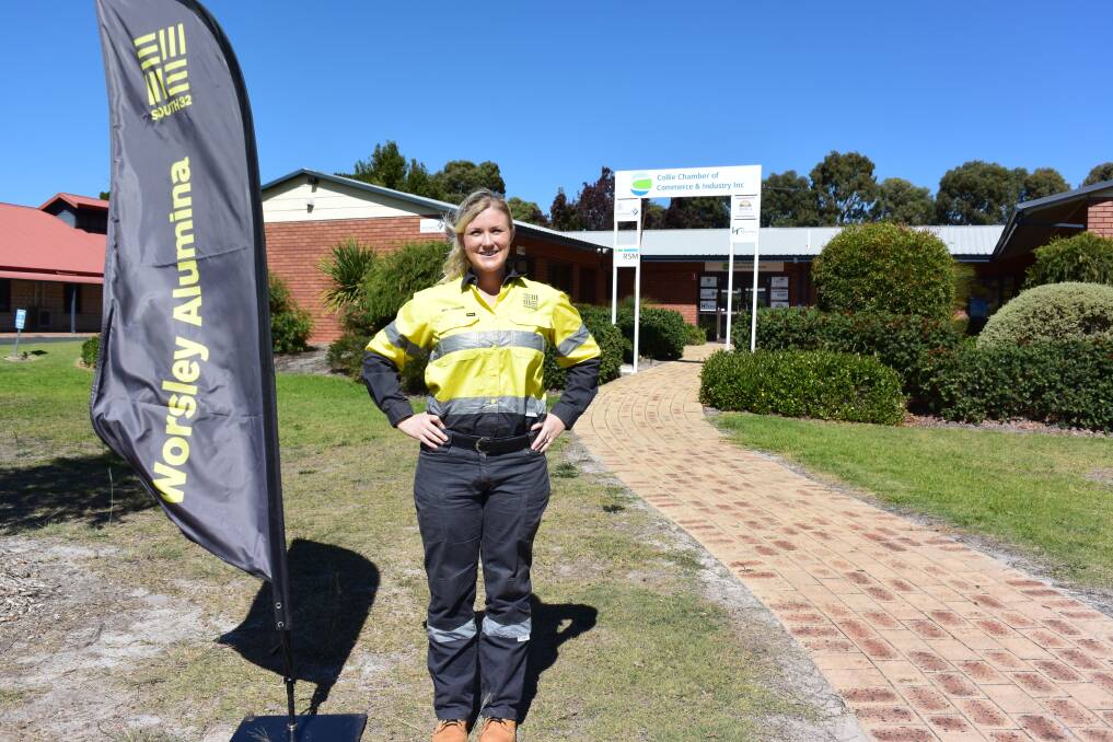 On hand: South32 Community Specialist Melissa Tencer at Collie Chamber of Commerce and Industry in Forrest Street. Photo: Thomas Munday. 