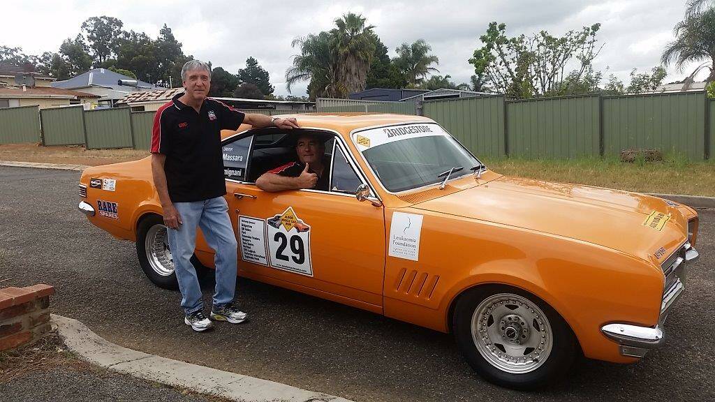 Pole position: Terry Massara and Eric Gemignani revved up for the 2016 Muscle Car Masters and Aussie Muscle Car Run. 