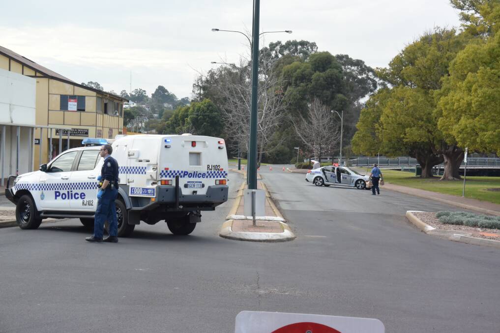 Collie Police cordon off area in CBD following robbery incident on Tuesday, June 13. 