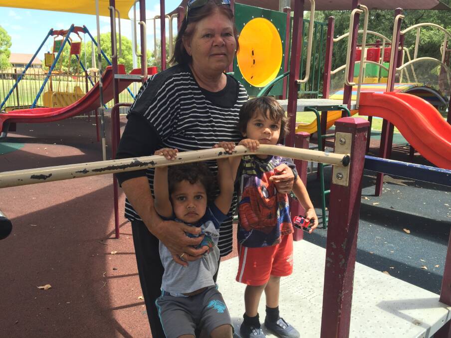 Good times: Marcia, Kade and Kody played together in Soldiers' Park play area on a bright, sunny day. 