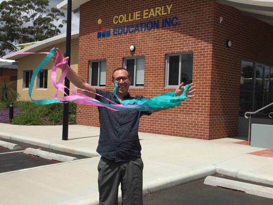 Happy times: Collie Early Education Centre treasurer Tim Sabel is pulling out all the stops in preparation for this week's birthday bash at the facility. 