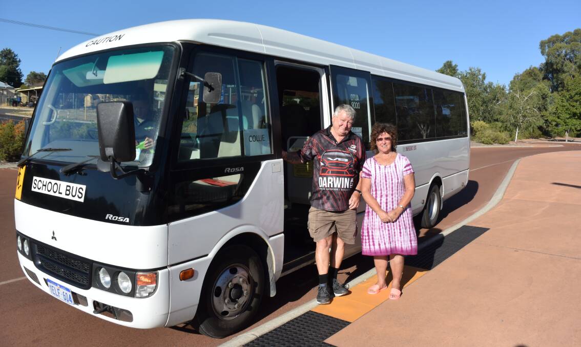 On the road: Collie citizens Viviana Kent and Robert Brown took the Runaway Bus service on Wednesday, January 18. Photo: Thomas Munday. 