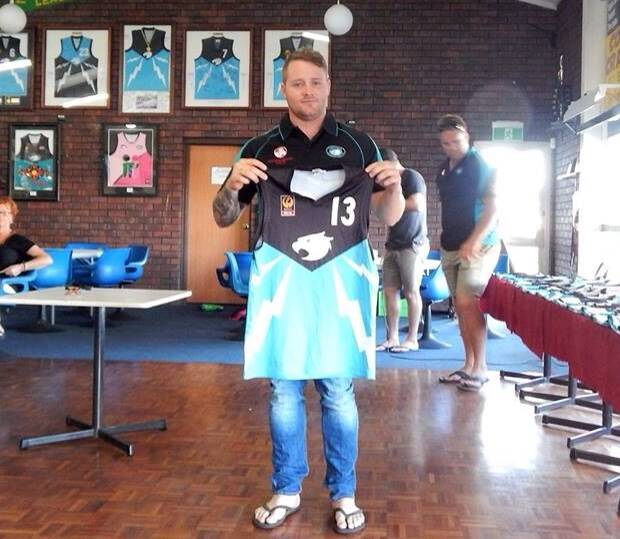 Collie Eagles Football Club players receive match jumpers on Sunday, April 9 ahead of 2017 SWFL season. 