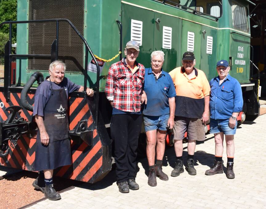 Hard at work: Collie Heritage and Menshed Group inc. celebrated the successful grant application for the Rebuilding Yarloop Heritage Rail Wagons project. Photo: Thomas Munday. 