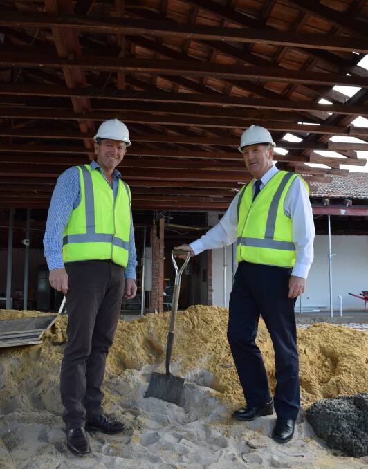 Regional Development Minister Terry Redman and Health Minister John Day at the Collie Hospital upgrade site. 