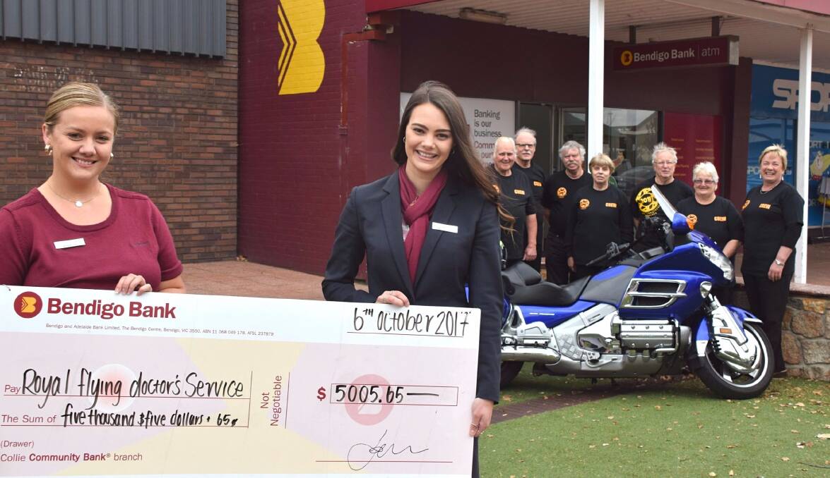 Donation: A cheque for $5005.65 was donated to Royal Flying Doctor Service from the organisers of the Collie Motorcycle Festival. Photo: Shannon Wood. 