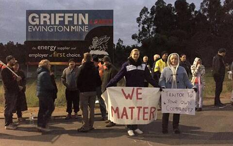Protests: Last year's protests outside the Griffin Coal mine after worker's wages were cut. Photo: Shannon Wood. 