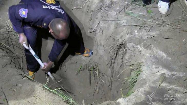 Wayne Schneider's body was found in a two-metre-deep grave in roadside bushes near a Chinese temple. Photo: Thai PBS English