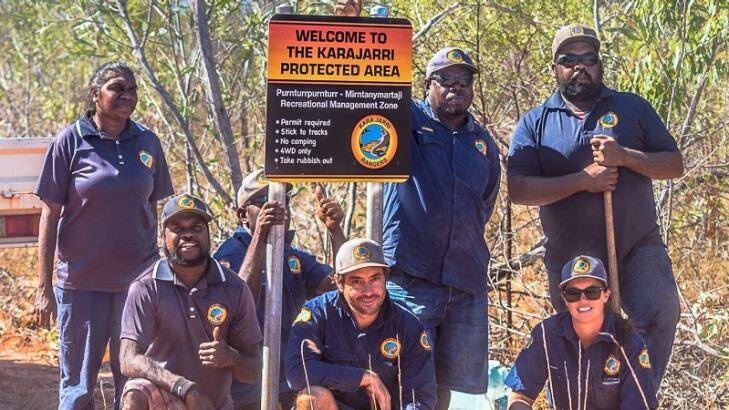 Karajarri rangers proudly display their work near Bidyadanga community in the Kimberley.   Photo: Stories from the Scenic Route