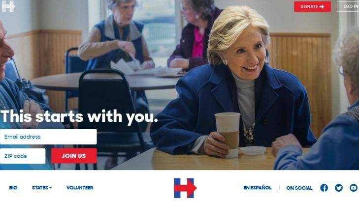 Hillary Clinton's campaign website with <i>that</i> logo.  Photo: https://www.hillaryclinton.com/