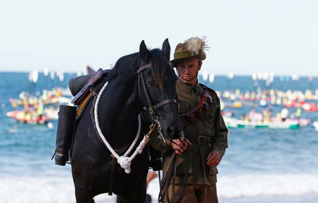 A commemorative Digger and his war horse at Collaroy. 2 Photo: Daniel Munoz