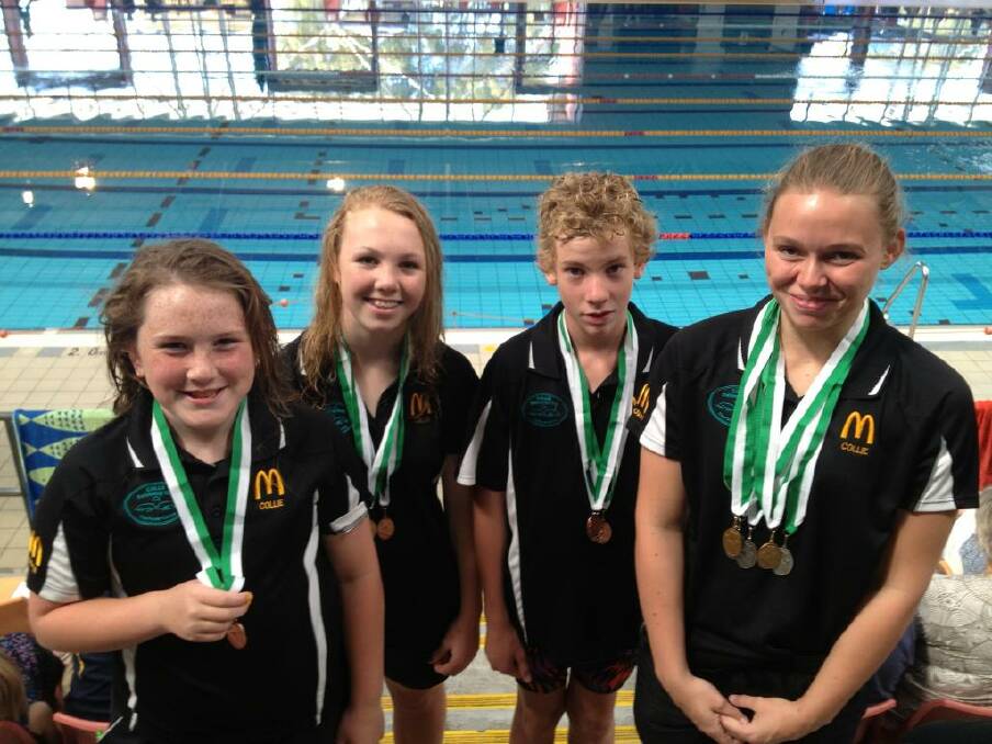 Top swimmers: South West Region 1 medal winners from the Collie Swimming Club are Layla Uren, 11, Kelsey, 15, Sam Salmeri, 12 and Tiffany Latham, 18.