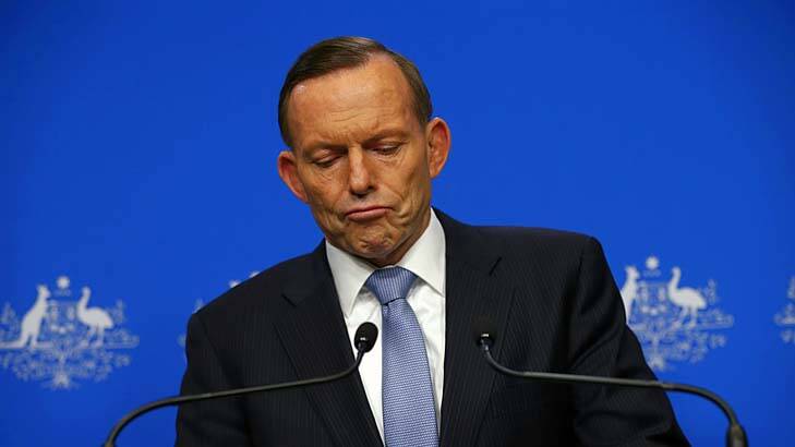 Prime Minister Tony Abbott addresses the media on Malaysia Airlines Flight MH17 during a press conference at Parliament House in Canberra on Tuesday. Photo: Alex Ellinghausen