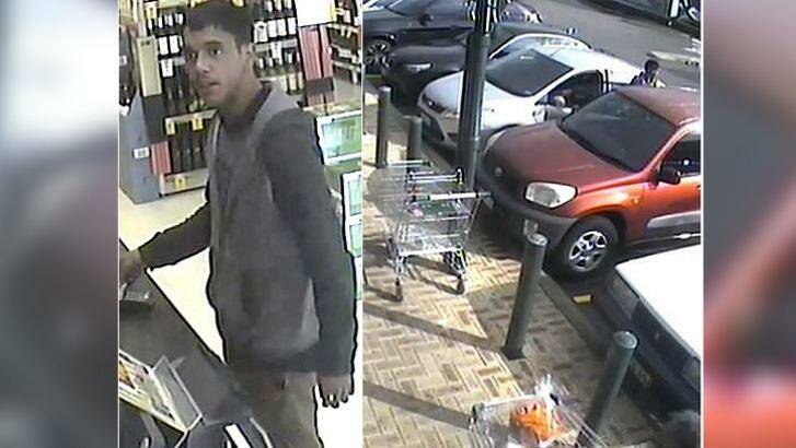 A suspect thief using a stolen bank card inside a Fremantle liquor store. Photo: WA Police