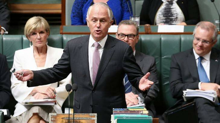 Prime Minister Malcolm Turnbull during question time on Monday. Photo: Alex Ellinghausen