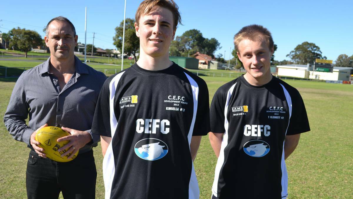 Collie's Liam Kinsella was selected as part of the CBH Colts All-Star side at the Landmark Country Football Championships on Saturday July 12. He is pictured here with Grant Smith (left) and Travis Cleggett (right)