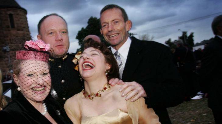 Bronwyn Bishop (left) at the wedding of Sophie Gregory Mirabella, with Tony Abbott.  Photo: Rebecca Hallas 