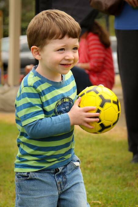 Ball sports: Patrick Duff gets active at the family fun day.