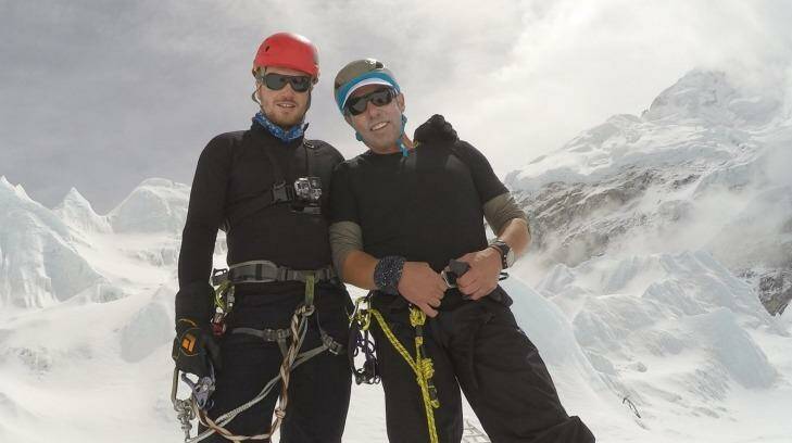 Walking wounded chief executive Brian Freeman (right) during 2015's aborted attempt to climb Mount Everest. Photo: Supplied