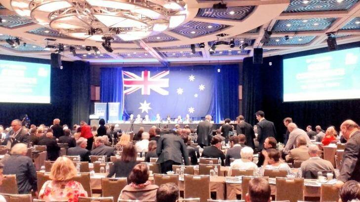 State Liberal party members gather for their 2016 conference at the Hyatt Regency Hotel in Perth. Photo: Ten News