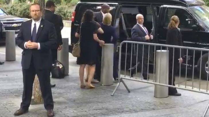 Hillary Clinton's stumbling as she made an unscheduled exit from the 9/11 commemoration.