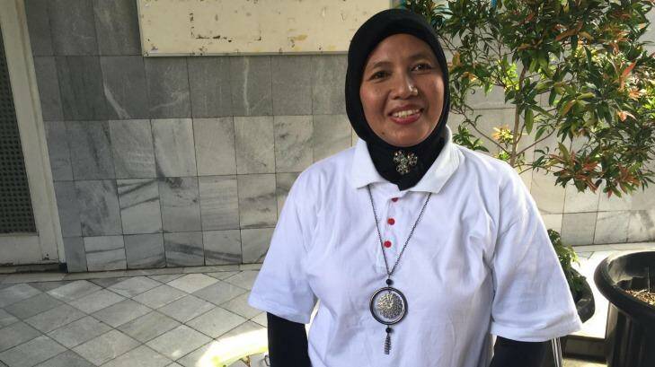 Monganiah, a witness for Anies Baswedan's ticket at the Tanah Abang polling booth. Photo: Jewel Topsfield