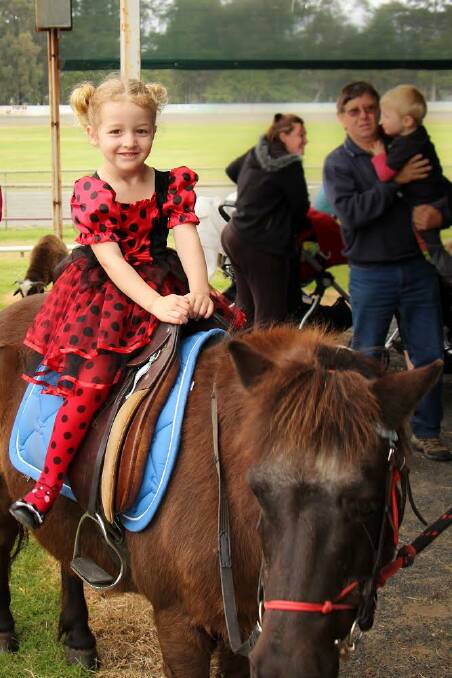 My little pony: Felicity Morgan rides a pony.
