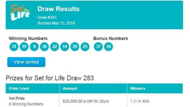 One lucky winner for WA in the Set For Life draw.