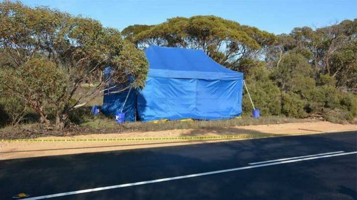 A crime scene where a little girl's remains were found in a suitcase at Wynarka, South Australia. Photo: Murray Valley Standard