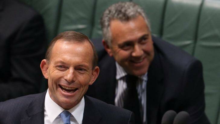 Prime Minister Tony Abbott and Treasurer Joe Hockey don't have a lot to laugh about these days but Mr Abbott says a change of leadership is not an option.  Photo: Andrew Meares