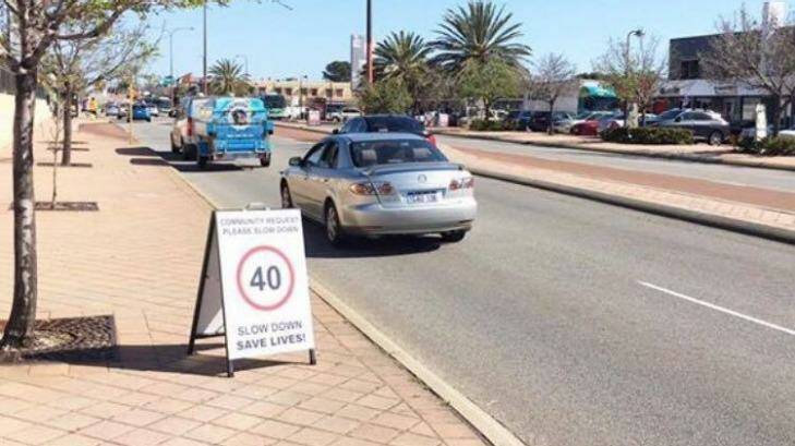 The 40km/h signs asking residents to 'please slow down' have been erected along Main Street.  Photo: Supplied