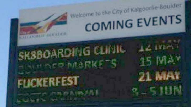 Kalgoorlie-Boulder CEO John Walker says the sign clearly reads 'Flickerfest'. Photo: RadioWest