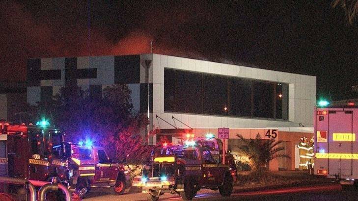 Firefighters tackle the Bayswater factory blaze. Photo: Nine News