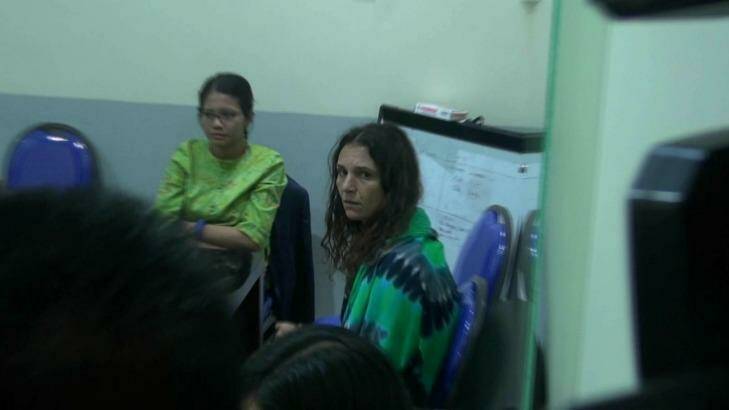 Sara Connor being interrogated at Denpasar police station.  Photo: Supplied