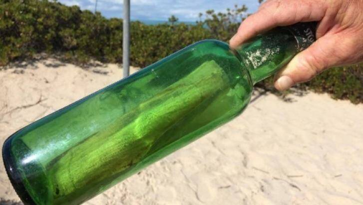 Mr Yates' bottle washed up near Eucla, 36 years after being thrown into the sea at Albany.
