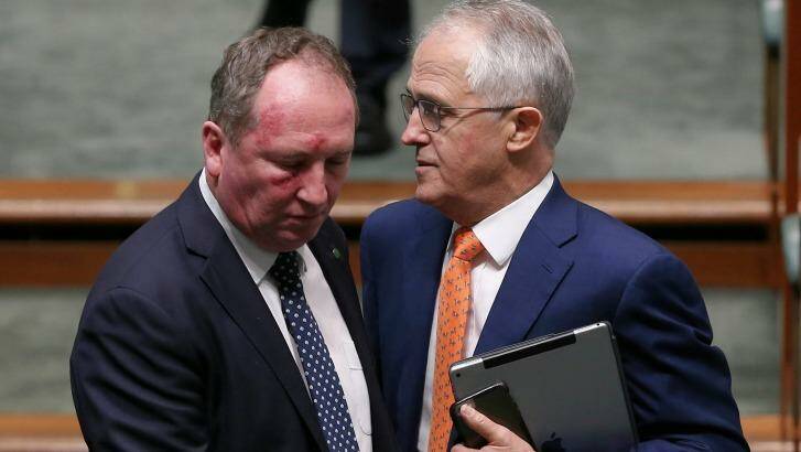 Deputy Prime Minister Barnaby Joyce and Prime Minister Malcolm Turnbull both raised concerns with South Australia's energy infrastructure on Thursday. Photo: Alex Ellinghausen