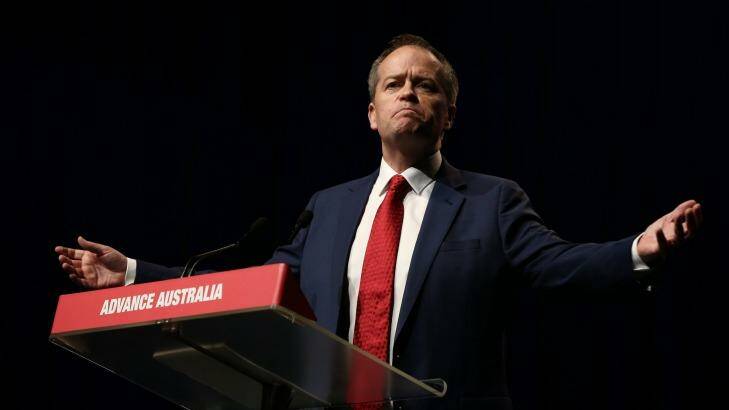 Opposition Leader Bill Shorten delivers his speech during the ALP national conference in Melbourne. Photo: Alex Ellinghausen