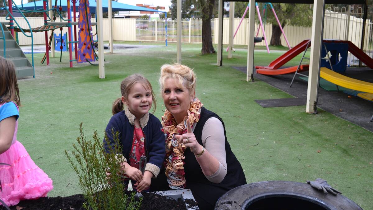 Matilda Roney and Donna Davies at Collie Early Education Centre's National Tree Day