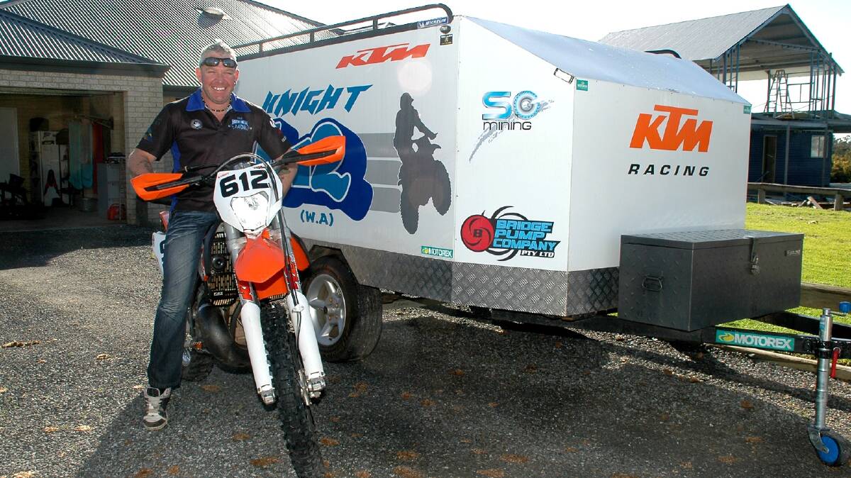 Nathian Knight checks his bike out before getting ready to leave Bridgetown for the A4DE eve4nt in Dungog NSW.