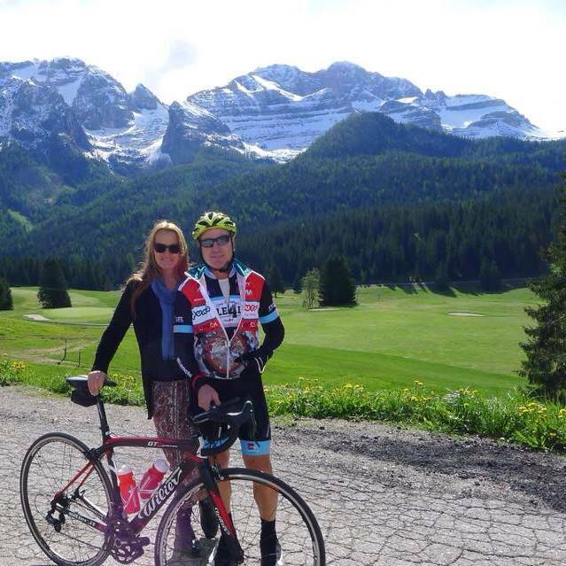 Stunning views: Steve and Colleen DeAngelis with the Alps in the background.