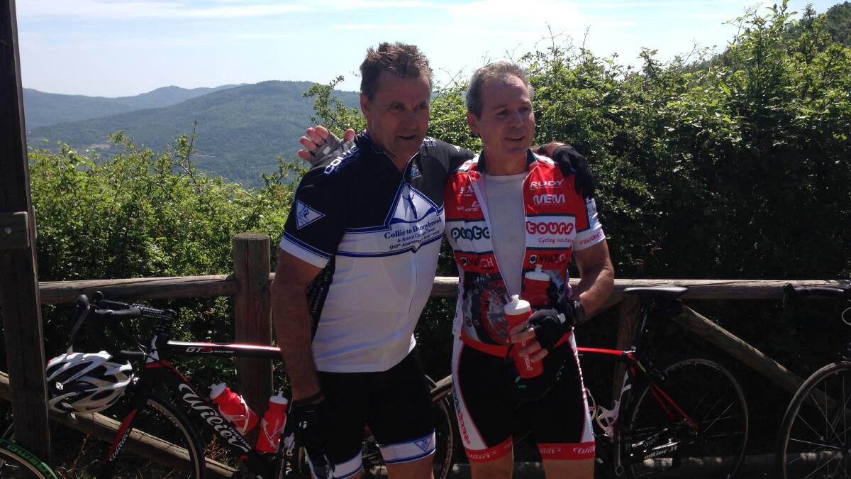 Mates: Steve DeAngelis and Mark Paget after the ride to Saturnia.