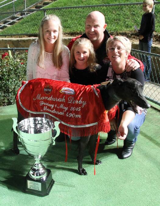 Doug on the day of his Mandurah Derby cup win. With owners Brad, sue, Emily and Jessica Barrett. 