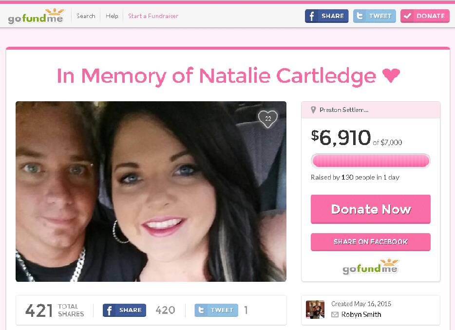 In memory: A GoFundMe account has been set up to raise funds for Natalie's memorial. 