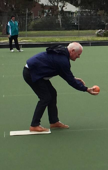 Open: First bowl of the new season bowled by Mick Murray MP. 