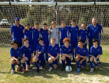 Goal: The Under 13's 2016 Collie squad. It was Liam Donovan who managed to score Collies’ fifth goal after a great display of putting his body on the line and ground as he penetrated Australind’s defences. Photo: Supplied.