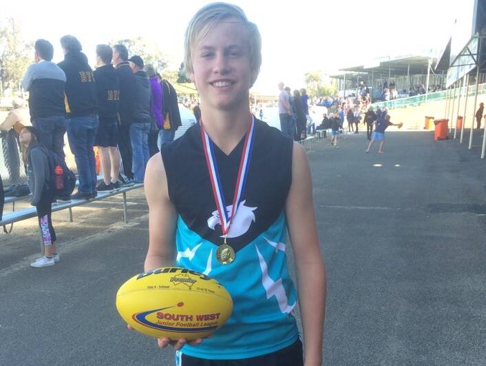 Proud moment: Jaxon Pitts best on ground for the Collie Eagles in the Year 8 grand final.